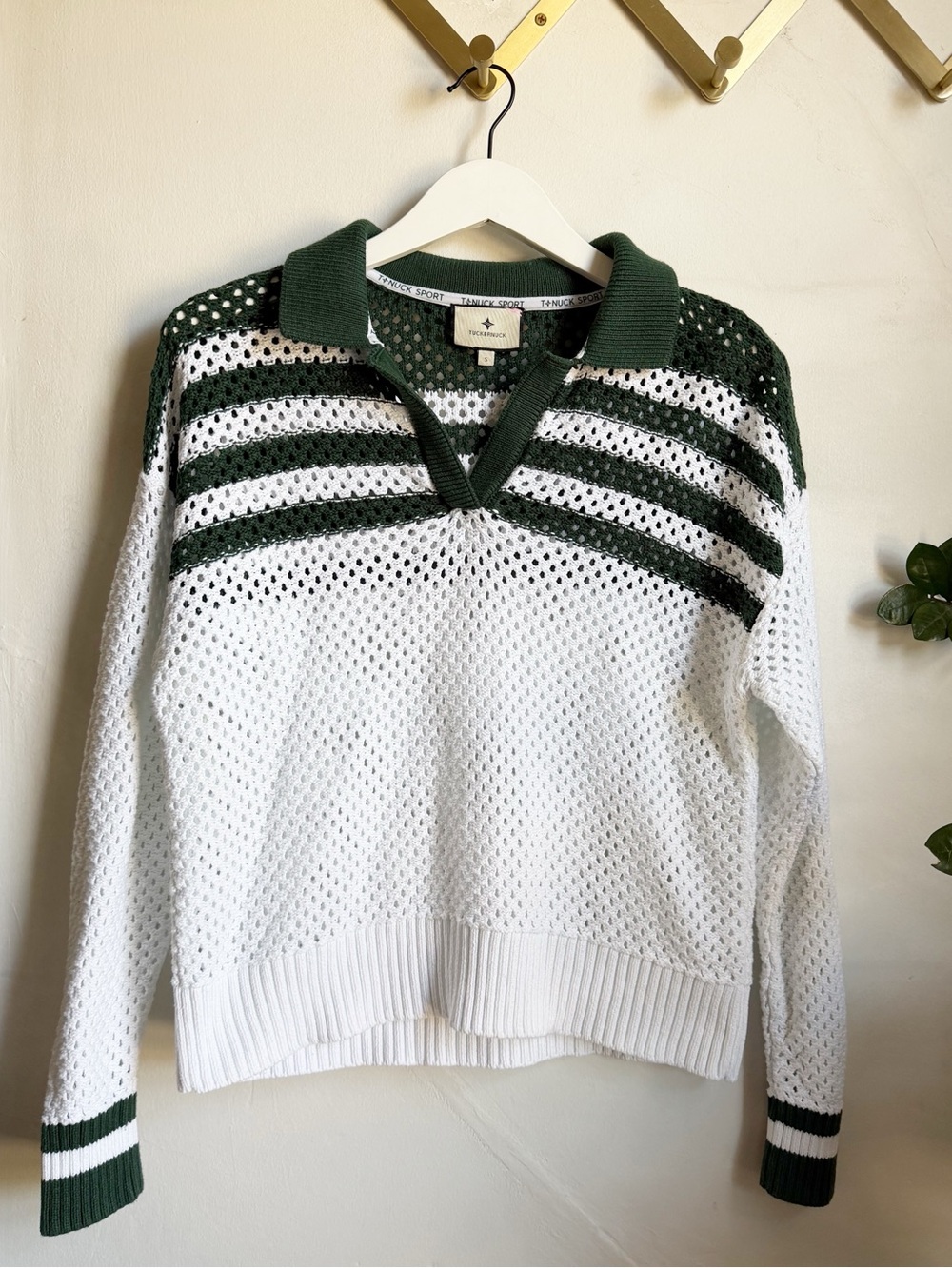 Tuckernuck White Stripe Mesh Fischer Sweater